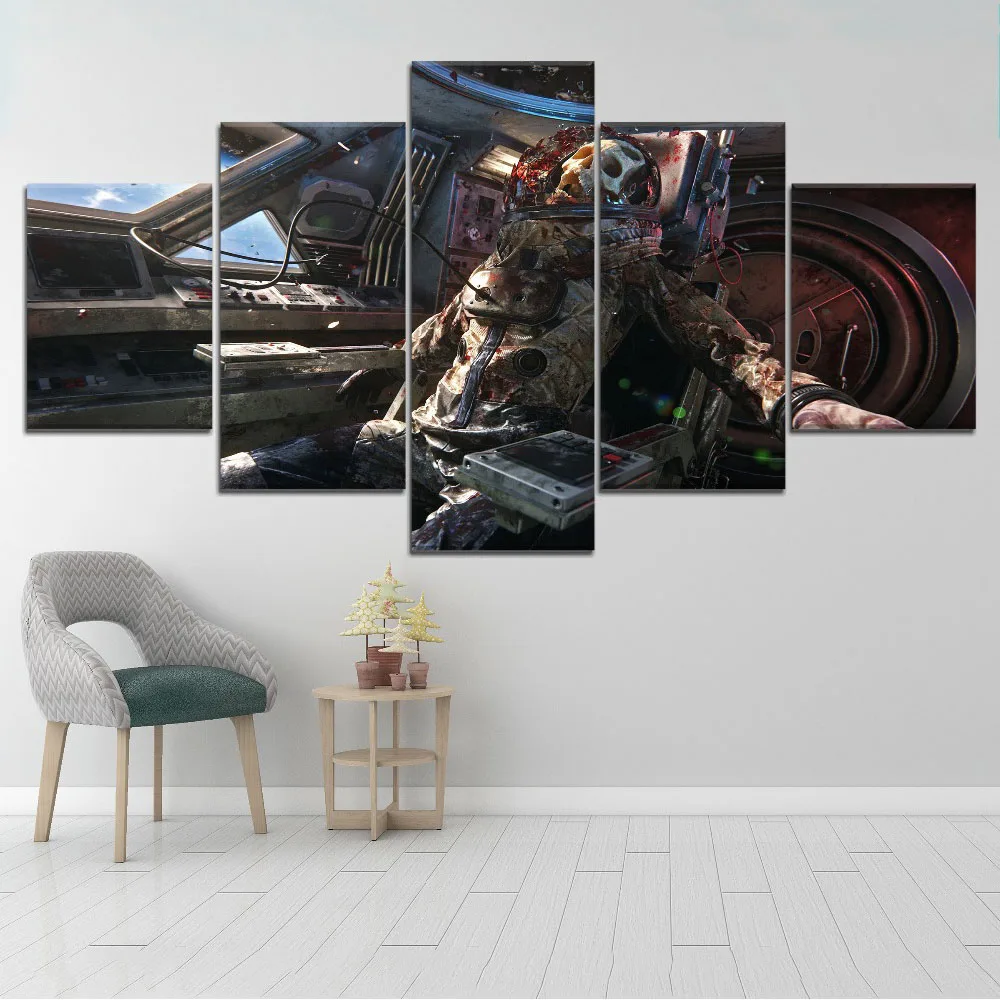 

Printed Canvas Paintings Home Decoration 5 Panel Astronauts Separated Outer Space Wall Artwork Modular Pictures Posters Frame