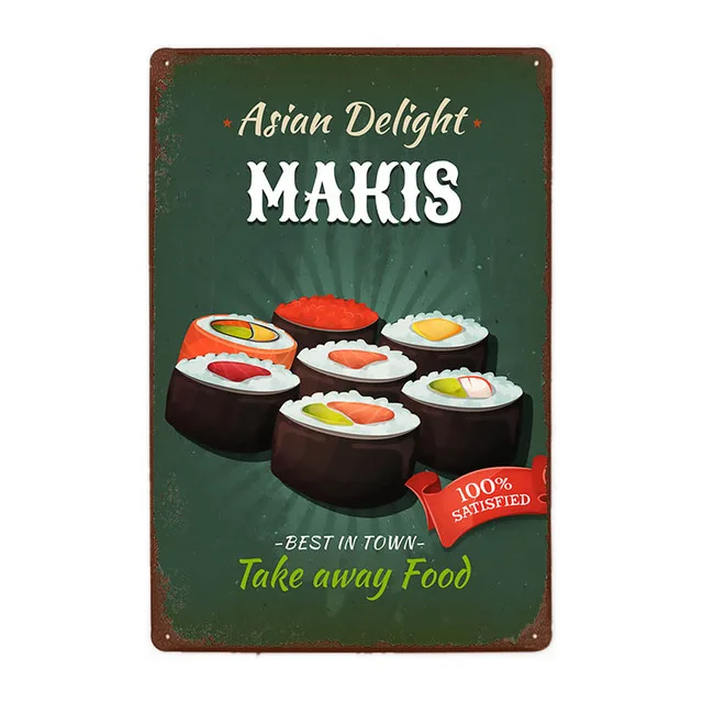 Плакат для фаст-фуда гамбургер/Пицца/сэндвич/сушис/Картофель фри ретро