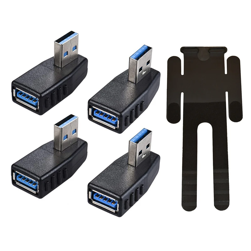 

4 шт./упаковка, USB 3.0 Адаптер «Папа-мама» 90 градусов, левый и правый с держателем аккумулятора