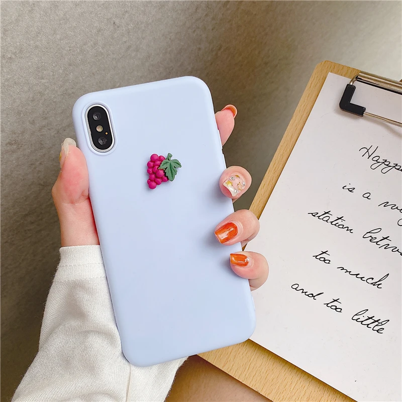 05 Case For Samsung Galaxy S8 S9 S10 5G Lite Plus S6 S7 Edge Soft Cover Cute 3D Fruit Silicone Peach Grape Avocado orange Cases - Color: 05
