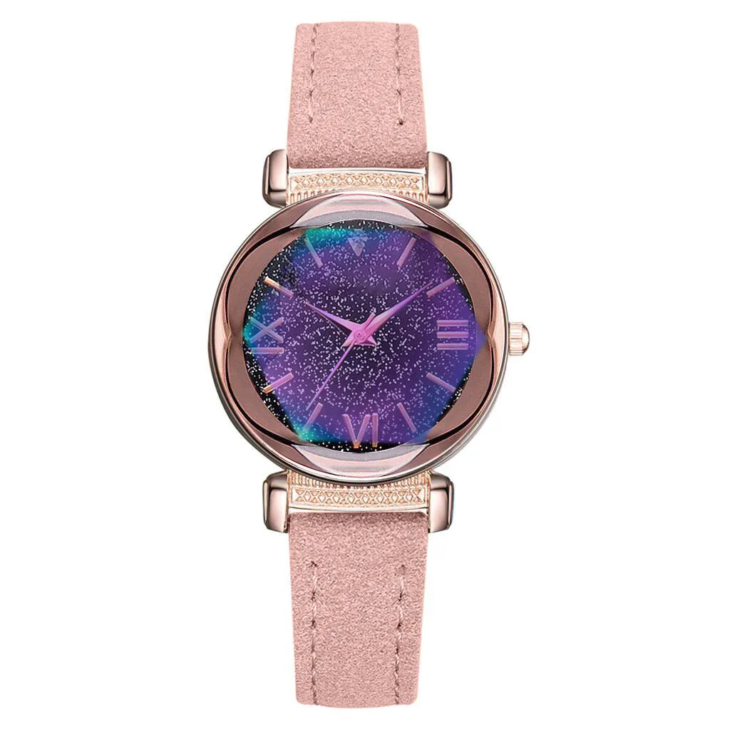 Women Wristwatch Romantic Starry Sky Leather Band Diamond Rhinestone Designer Ladies Clock Wholesale Brand Zegarki Damskie *E | Наручные