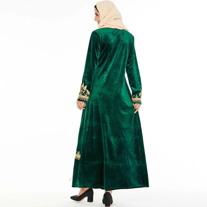 Зимнее бархатное платье abaya Турецкий Арабский мусульманский хиджаб Caftan Дубай Кафтан Марокко одеяние мусульмане Longue Tesettur платья