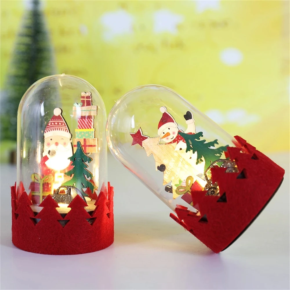 

Creativity Gift Lampshade Glass Cover Santa Claus Snowman Christmas Tree Tabletop Decoration Lighting Christmas Tree Photophore