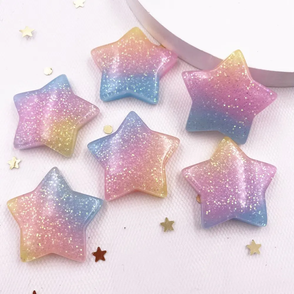 

Glitter Kawaii Mix Resin Colorful Star Flatback Cabochon Stone 50PCS Scrapbook DIY Decor Home Figurine Accessories Crafts OF975