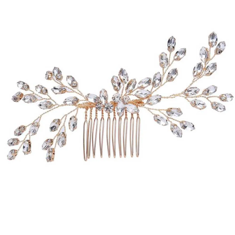 

Girls Gold Rhinestones Hair Comb Hair Accessories with Crystal Bridal Side Combs Headpiece for Women Bride Wedding