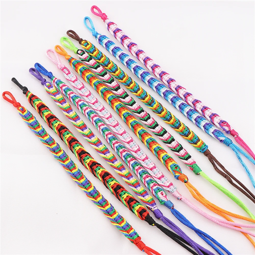 

Wholesale 30pcs/Lot Ethnic Bohemia Adjustable Braided Cotton Rope Cuff FriendShip Bracelets For Man Women (10 colors)