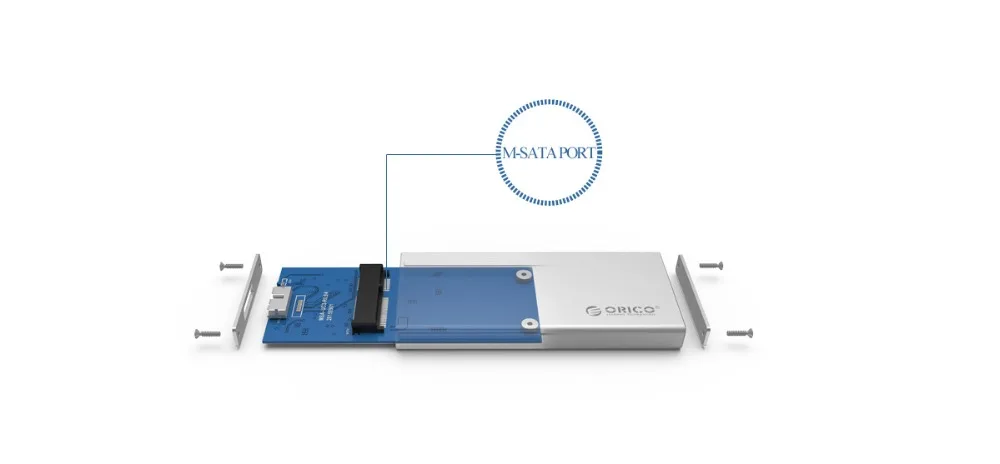 ORICO алюминиевый USB3.1 type-C mSATA SSD корпус USB3.0 mSATA SSD чехол винтовой фиксации с кабелем для передачи данных для Windows/Linux/Mac