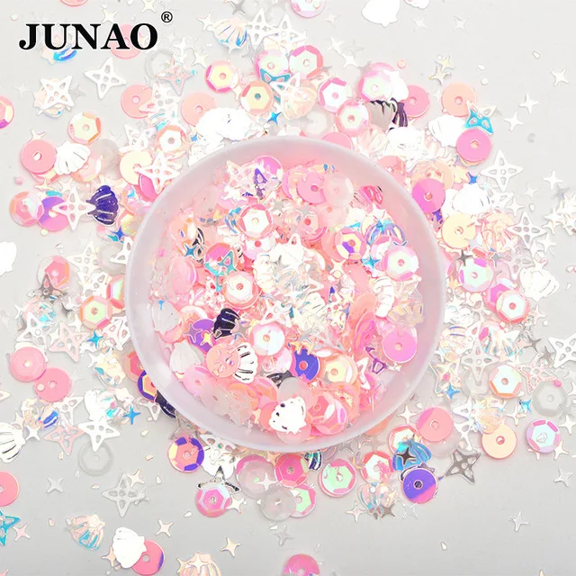 Small Shell Pink 10g JUNAO 10 г 5*12 мм цветная Алмазная форма, Сыпучие блёстки блестки Пришивные блестящие стразы, аппликация для рукоделия одежды - Цвет: Small Shell Pink 10g