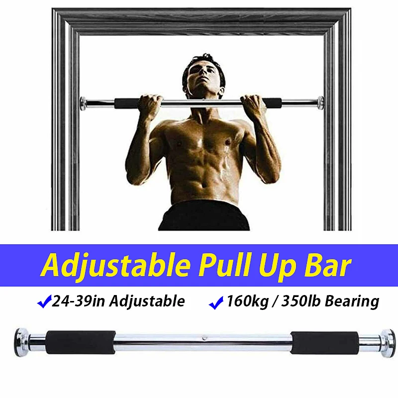 

62-100cm Door Horizontal Bars Steel 160kg Adjustable Home Gym Workout Chin push Up Pull Up Training Bar Sport Fitness