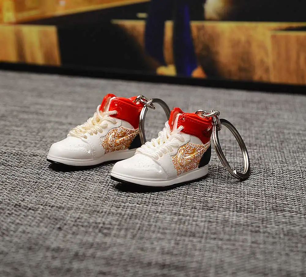 a pair w metal ring Дропшиппинг тапки обуви брелок 1 3D мини-кроссовки "OW CHICAGO" Спортивная обувь тапки брелки - Цвет: a pair w metal ring