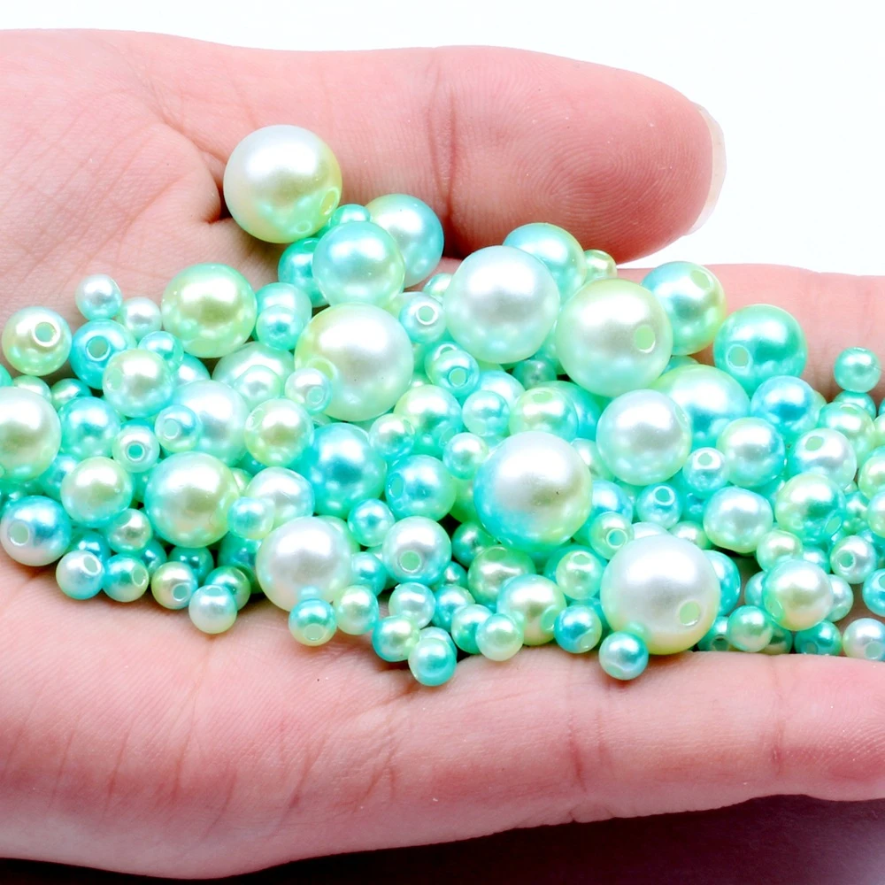 Круглые бусины из смолы для шитья имитация жемчуга с прямыми отверстиями сделай