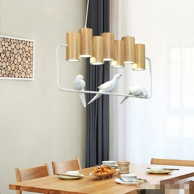 Светодиодный подвесной светильник s для Обеденная птицы кулон деревянный