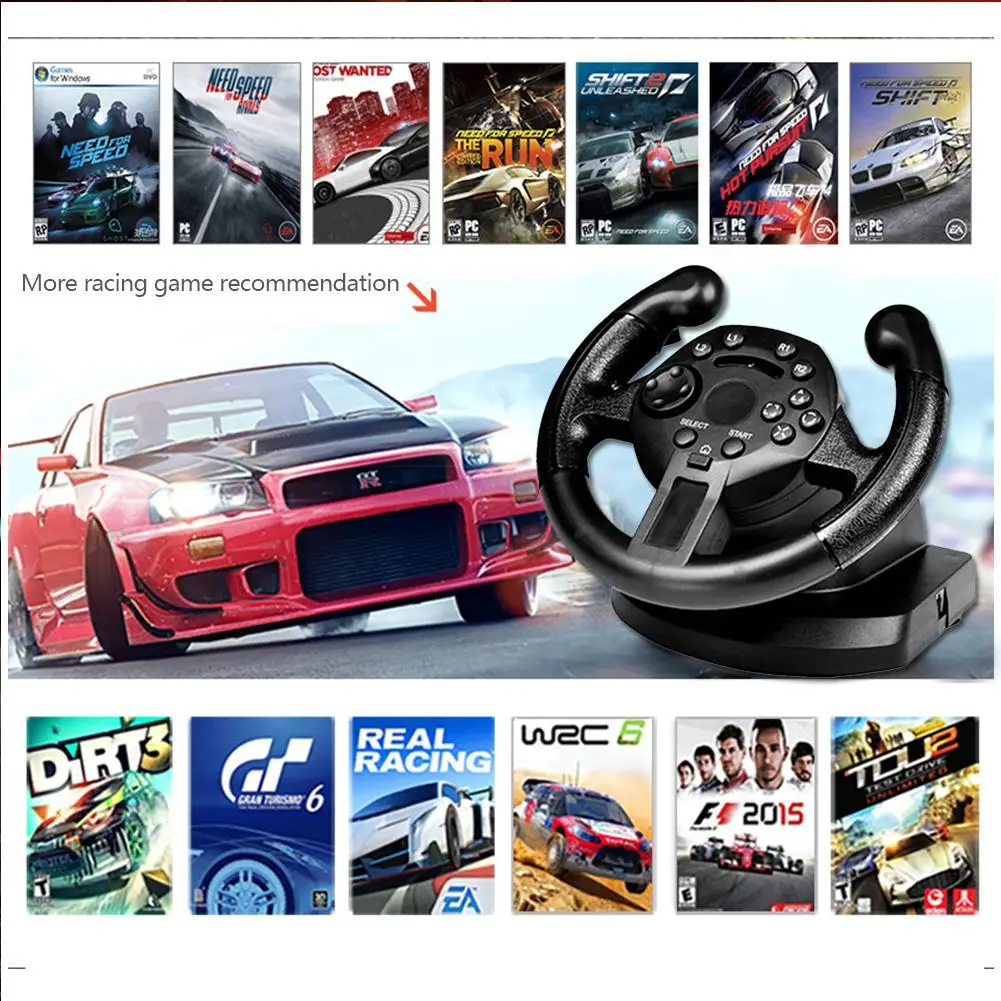 

Game Racing Steering Wheel Compatible For/PC (D-INPUT/X-INPUT) Simulated Driving Controller Vibration Support WIN 7/8/10