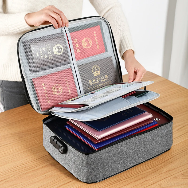 

Grote Capaciteit Multi-layer Document Tickets Opbergtas Certificaat File Organizer Case Home Reizen Paspoort Aktetas Met Slot