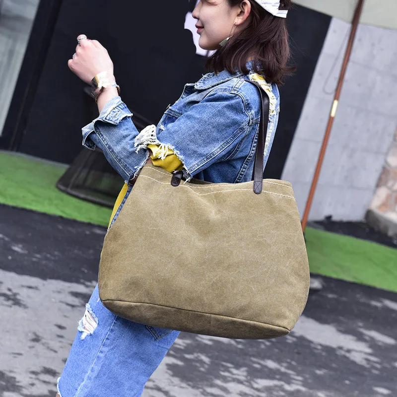

Female Shoulder Bag Casual Women Canvas Handbag High Quality Wear-resistant Big Tote Messenger Bags
