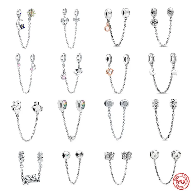 Новинка 925 цепочка безопасности для кошек и собак подвесные бусины в виде Луны