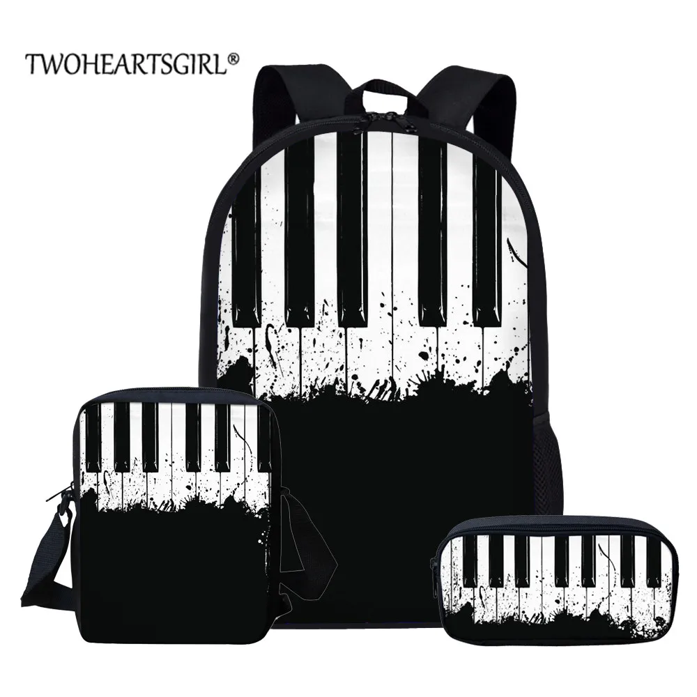 

Twoheartsgirl 3D Piano Print Backpack for Teengaer Boys Girls Arts Student Bagpacks Note Elementary Primary 3in1 Back packs
