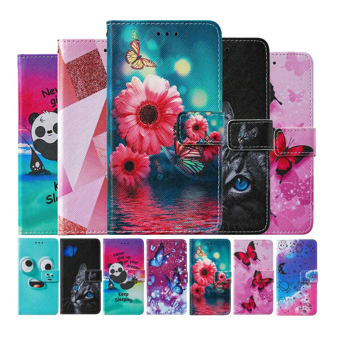 

Pattern Wallet Flip Phone Case For Samsung Note 20 A82 A72 A71 A52 A51 A42 A41 A32 A30 A22 A20 A21 A21S Stand Back Cover Fundas