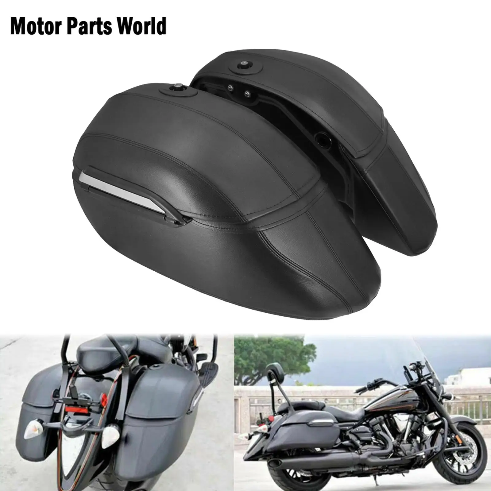 Alforjas universales clásicas para motocicleta, alforjas y montaje resistente, color negro, para Kawasaki, Honda, Harley, Touring y Softail