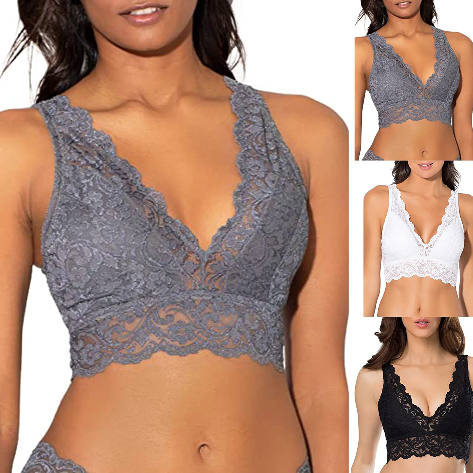 Женское нижнее белье кружевной однотонный жилет из семи точек без шелка