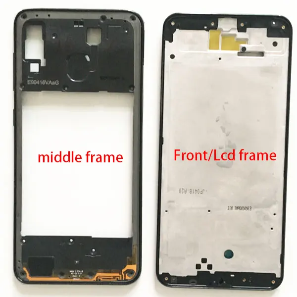 Для samsung A20 A30 A40 A50 A205F A305F A405F A505F спереди Корпус ЖК-дисплей средняя рамка задняя пластинчатый Корпус чехол-накладка