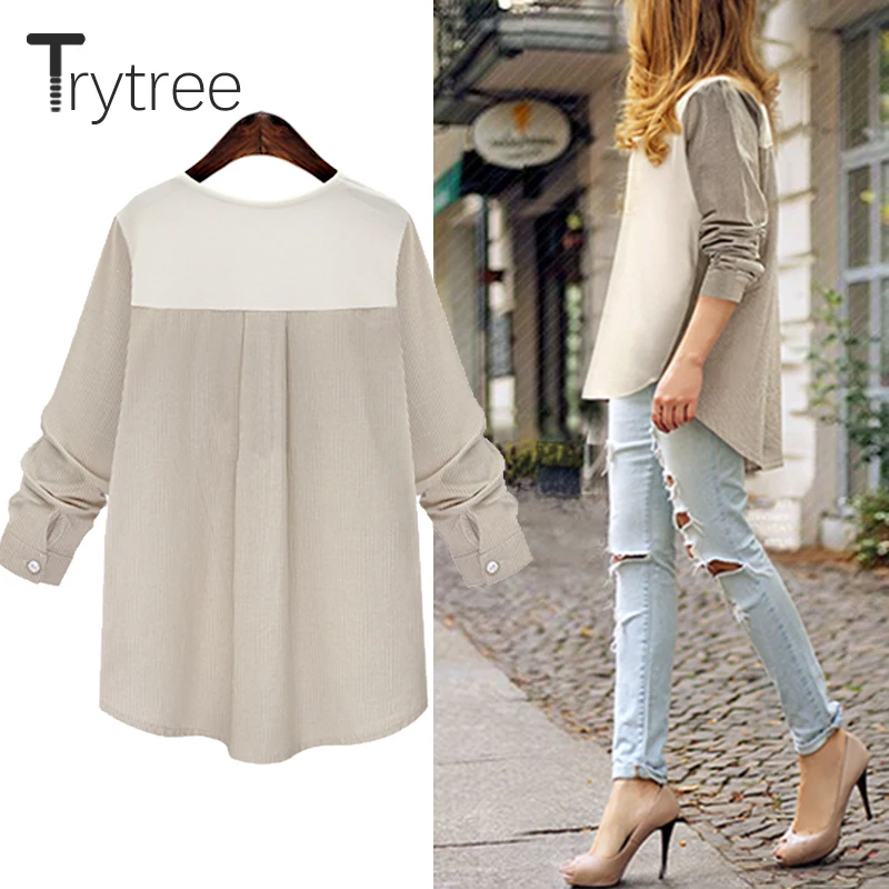 Женская футболка с круглым вырезом Trytree Повседневная Свободная из полиэстера в