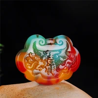 natural chinese color jade dragon phoenix pendant necklace hand carved jadeite charm jewelry fashion gifts amulet for men women