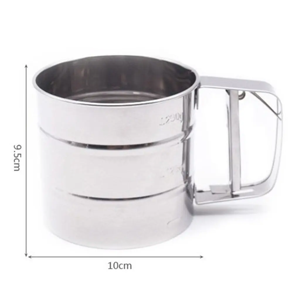 

Semi-automatic Handheld Flour Shaker Stainless Steel Mesh Sieve Cup Cake Utensils Cocoa Powder Hand-screened Sugar Baking Tools