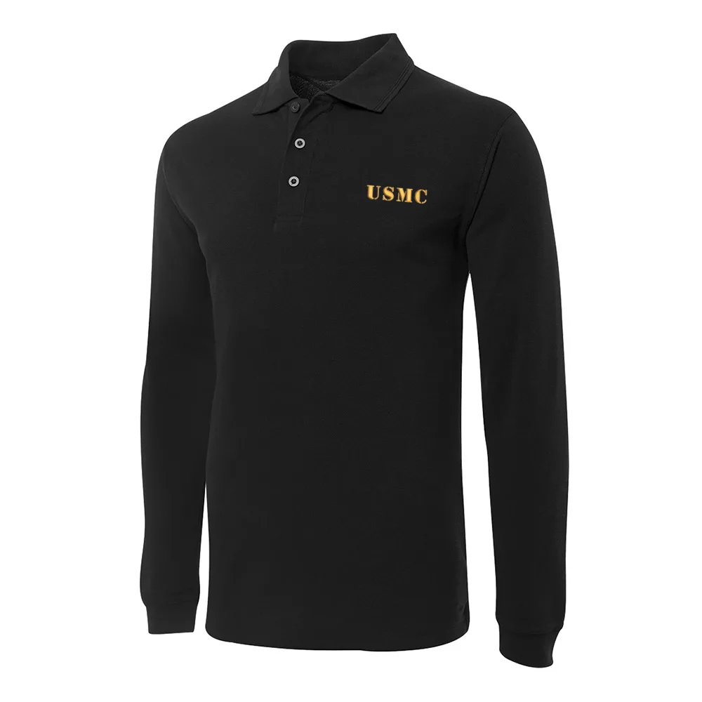 

Polo for US Marine Corps Embroidery Long Sleeve Polo Shirts Embroidered Men's Shirts