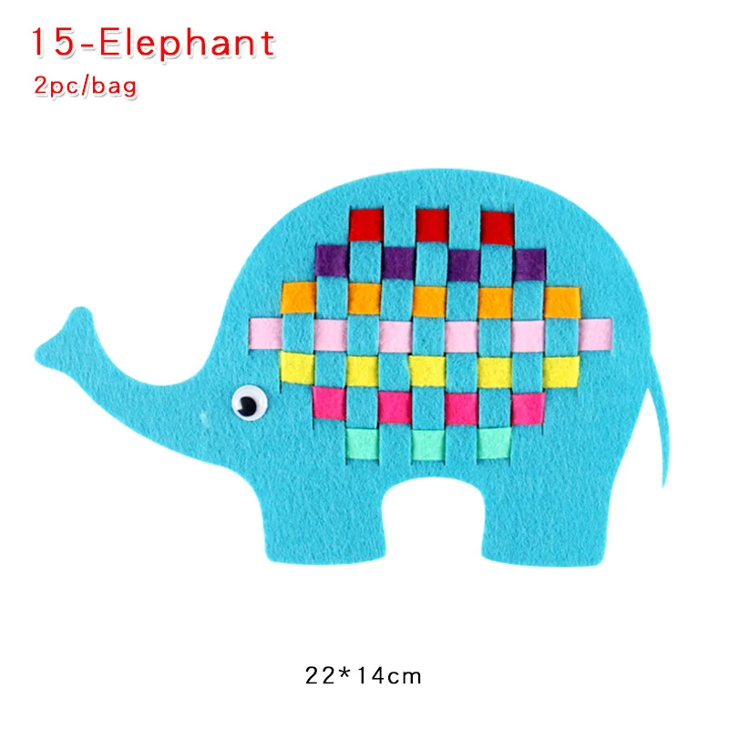 15-Elephant 2 шт. обучение в детском саду DIY пазл детские игрушки мультфильм нетканое плетение игрушки учебные материалы ручной работы художественные Классические игрушки - Цвет: 15-Elephant