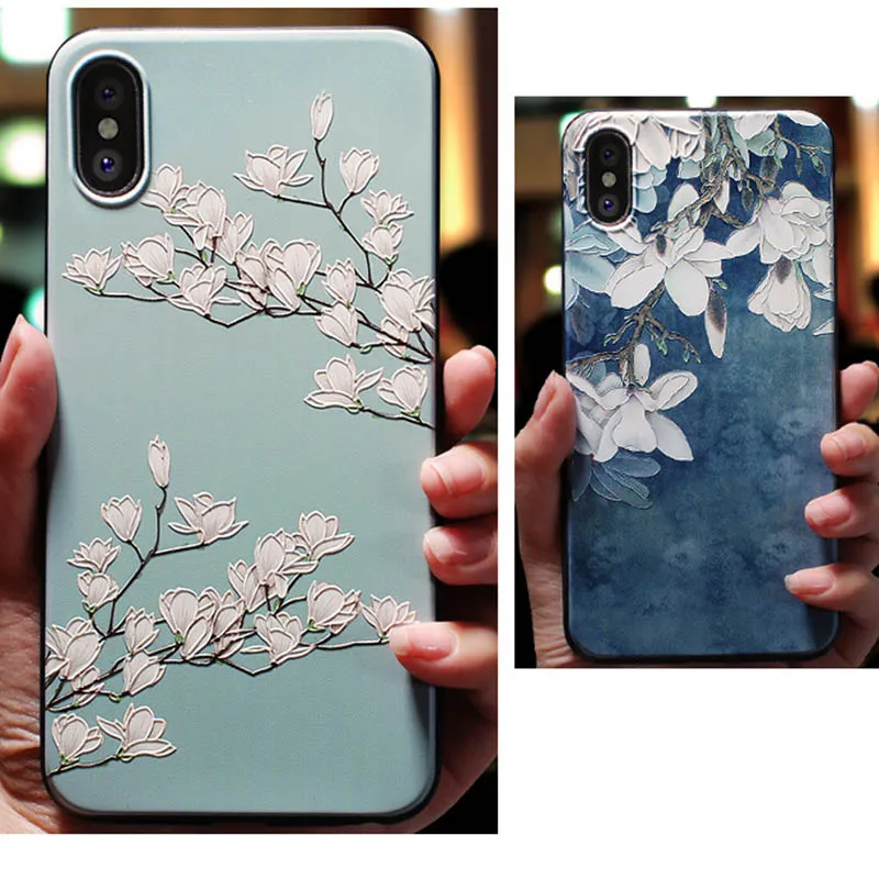 Чехол для телефона с 3D тиснеными цветами iphone xr x xsmax xs мягкий чехол 7 8 6 6s plus