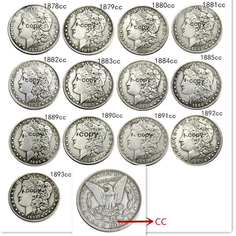 Детали для монет сша 1878 1893 CC 13 шт. посеребренные копии декоративные