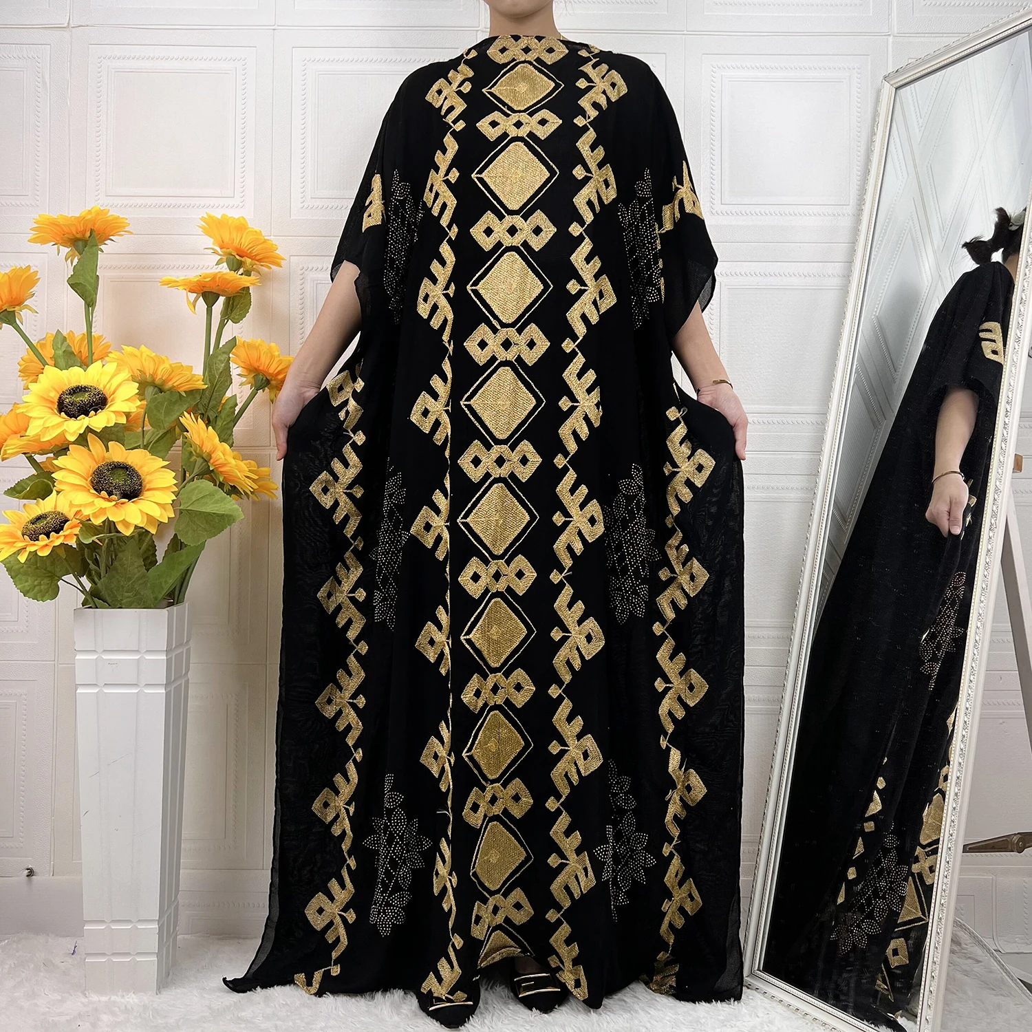Последние мусульманские женские Абайи Кафтан Дубай бондоу блестящие вышивки свободного размера длинные исламские женские платья