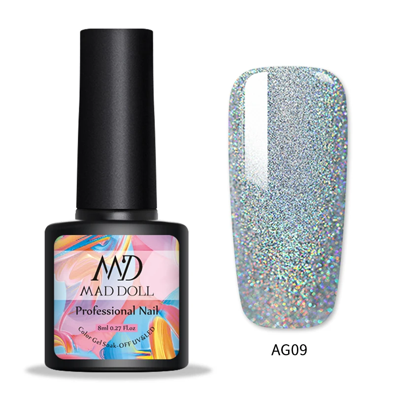 AG09 1 бутылка MAD DOLL Гель-лак для ногтей мерцающий отмачивающийся УФ-Гель-лак желтый осенне-зимняя серия стойкий УФ-Гель-лак для ногтей - Цвет: AG09