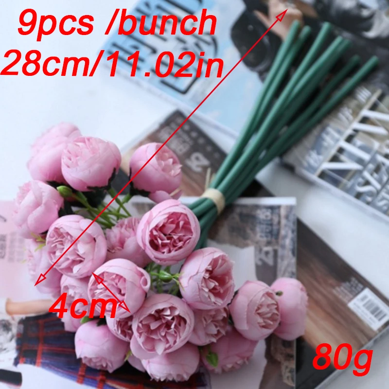 27 головок Чай Роза из искусственного шелка Свадебный букет для дома отеля