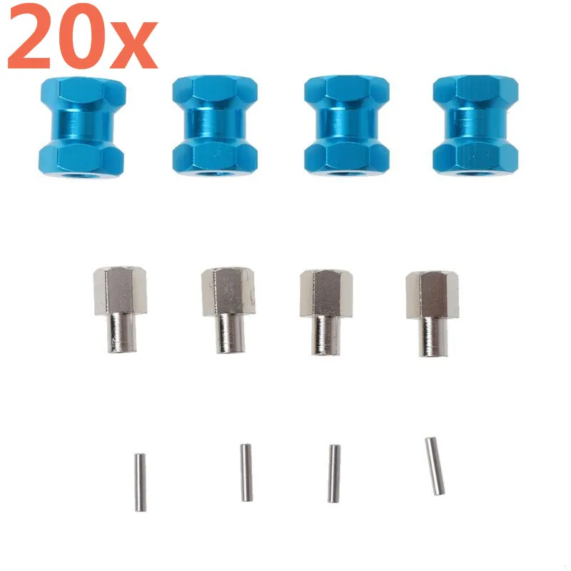 

20pcs Metal RC Car Axle Widen 12mm Hexagon Wheel Adapter 15mm For 1/10 RC Crawler Cars TRX4 RC4WD D90 D110 Axial Scx10 90046