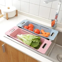 4 color adjustable dish drainer sink drain basket washing vegetable fruit plastic drying rack kitchen accessories organizer