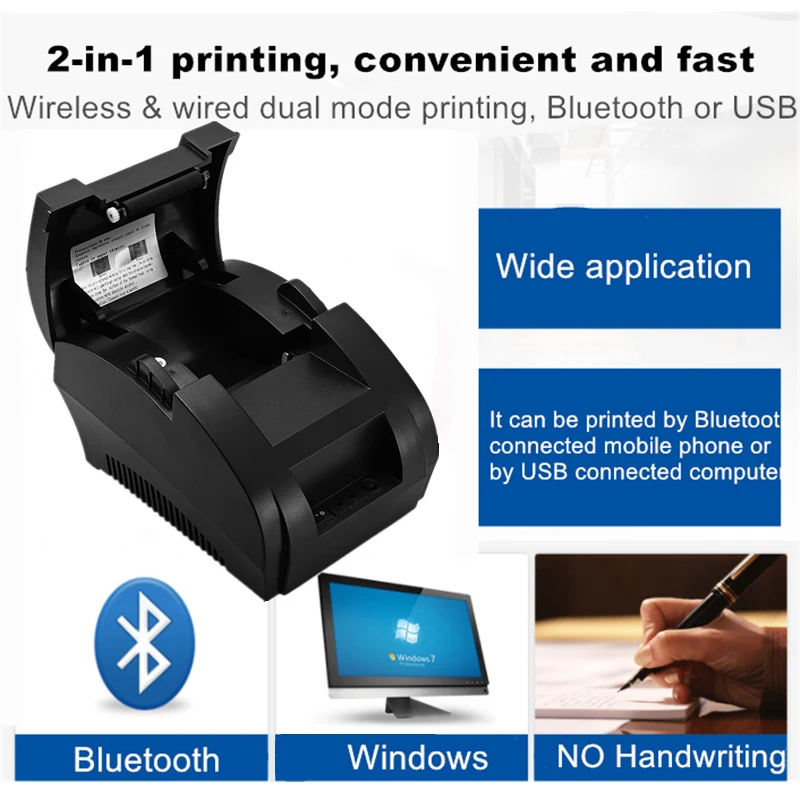 Pos 58 мм Термопринтер для чеков с Bluetooth и USB-портом |