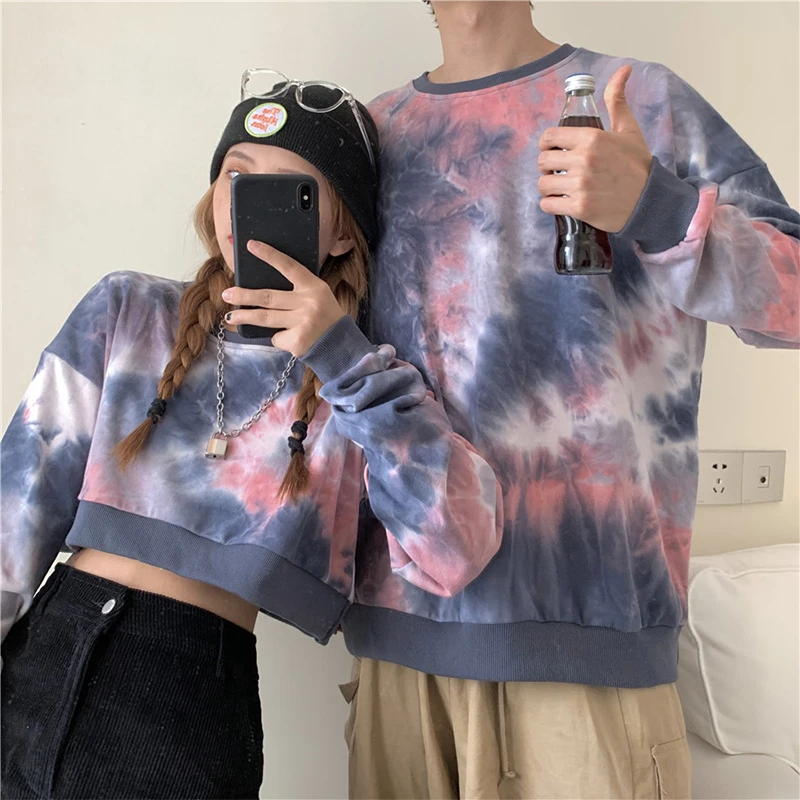 

Women's Harajuku Tie Dye Print Hoodies 90s Autumn Loose Long Sleeve Oversized Sweatshirts Hoodies Thin Pullovers