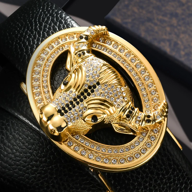 

Man genuine leather cowhide high-grade Clemence Belt atmosphere Ox head Metal buckle Chinese style new pattern superior qualbelt