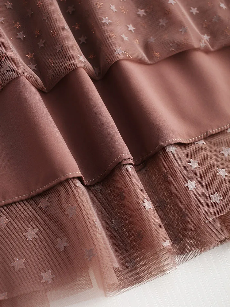 

Spring Summer Tulle Skirt Women Elastic High Waist Mesh Skirts Black Gray Coffee Apricot Mid-Calf Pleated Skirt All-match Femal