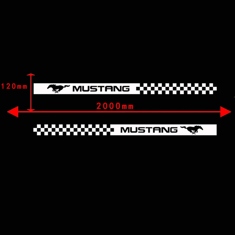 2 шт. для Ford Mustang наклейка на боковой стороне тела виниловая наклейка на тело наклейка на боковой стороне наклейка в полоску s - Название цвета: Белый