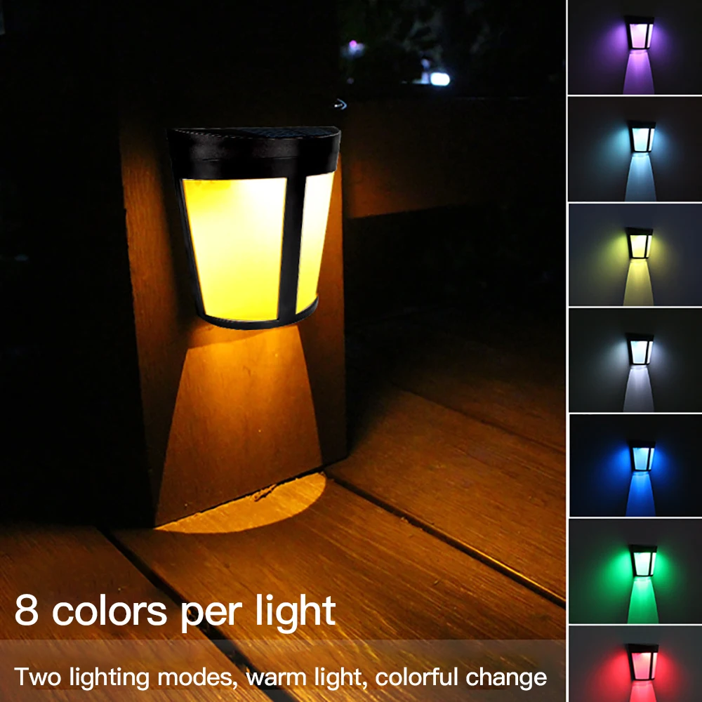 

Changable Colorful Wall Lamp Solar LED Wall Hanging Light Outdoor Garden Path Fence Patio Light Balcony Terrace Xmas Decor Lamp