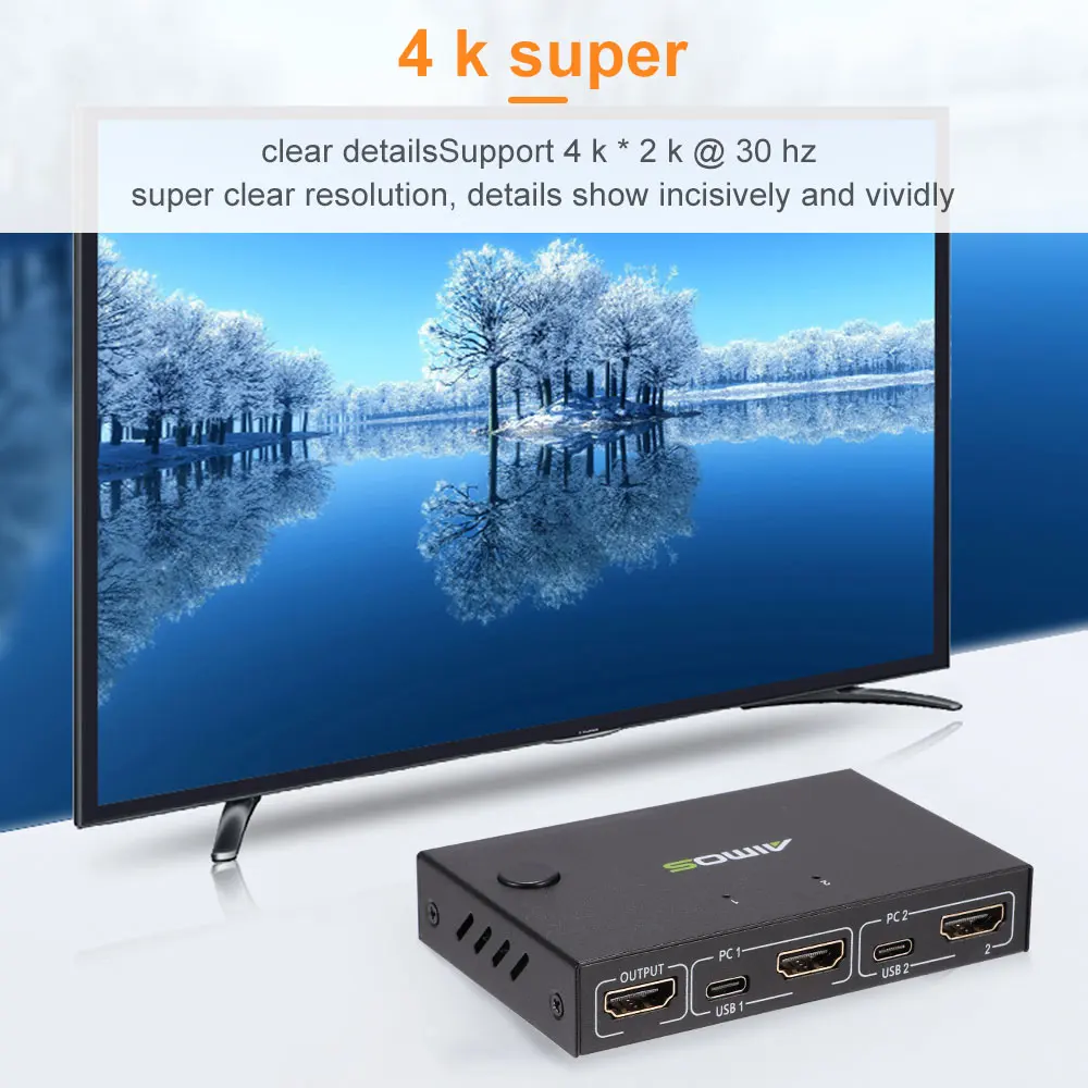 HDMI квм-коммутатор с 2 портами 4K USB-коммутатор квм переключатель VGA разветвитель