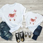 Летняя Одинаковая одежда для всей семьи, футболка с акварельным цветочным принтом и альпакой, детские топы, Harajuku Kawaii, футболка Tumblr