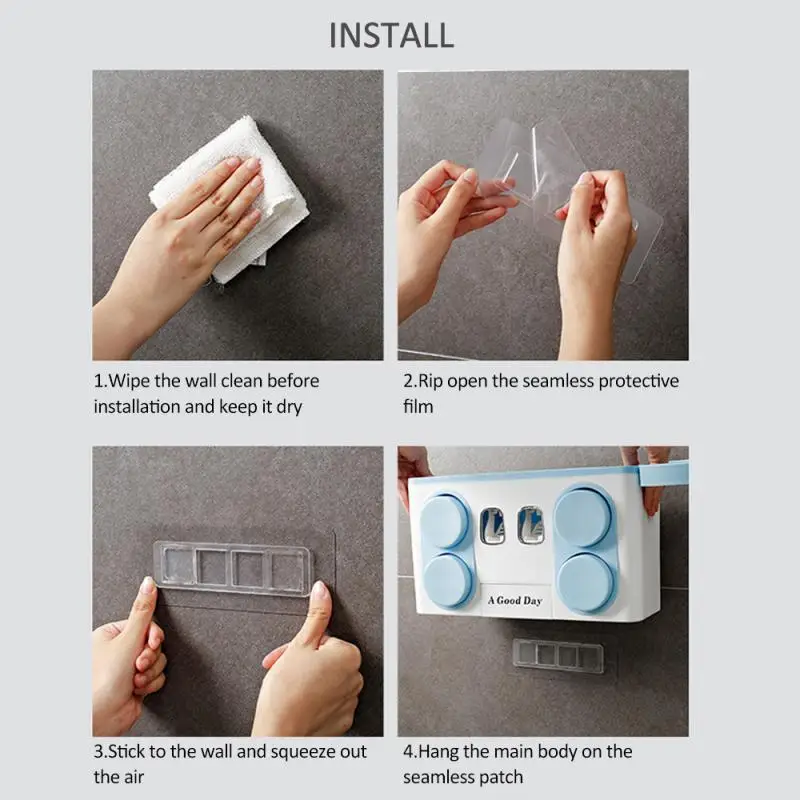 

Multipurpose Toothbrush Holder Cup Storage Rack With Auto Squeezing Toothpaste Dispenser Bathroom Accessories