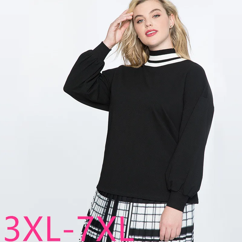 Новинка на осень зиму размера плюс Топы для женщин длинные рукава с высоким