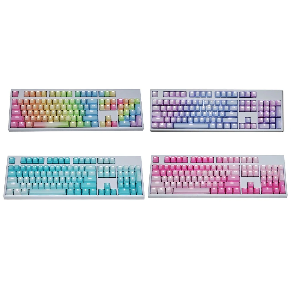 

104Pcs PBT Backlight Color Matching Keycaps Replacement for Mechanical Keyboard for Cherry/Kailh/Gateron/Outemu Switch Keyboard