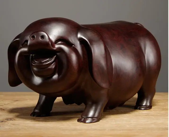 

Black sandalwood carving pig pendulum solid wood zodiac animal living room meaning decorative mahogany craft gift