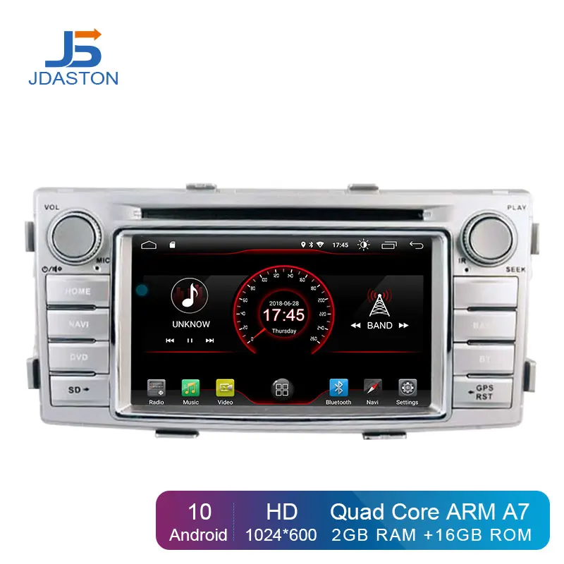 JDASTON Android 10 0 автомобильный dvd плеер для Toyota HILUX 2012 2015 1 Din автомагнитола gps навигация